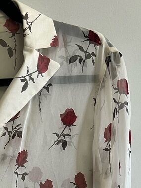 Escada Elements 100% Silk Rose Sheer Blazer